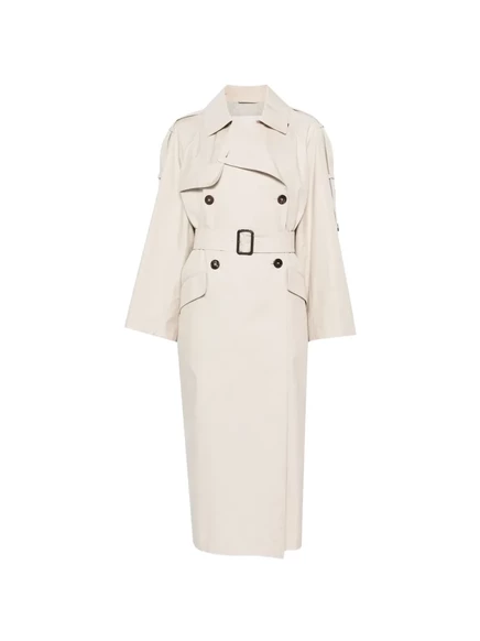 Женское двубортное пальто Max Mara с поясом, светло-бежевое