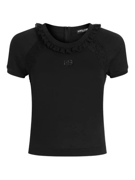 Женская футболка Dolce & Gabbana с кружевом, черная