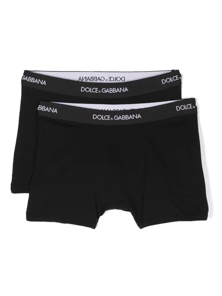 Детские боксеры с логотипом Dolce & Gabbana на поясе (в упаковке из двух штук) black