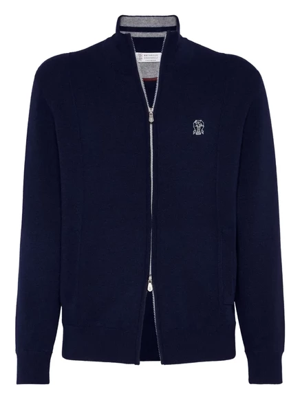 Мужской кардиган Brunello Cucinelli на молнии, синий