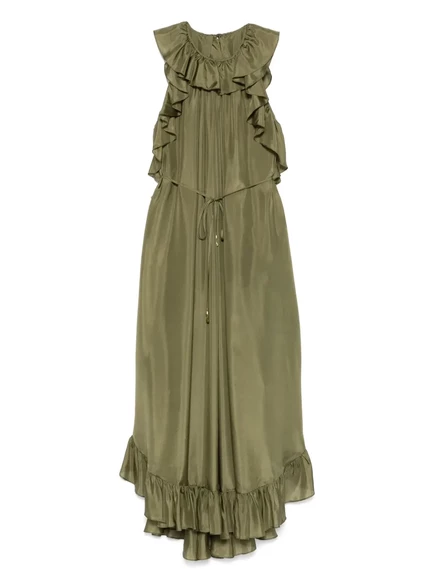 Платье миди с каскадными оборками от ZIMMERMANN green