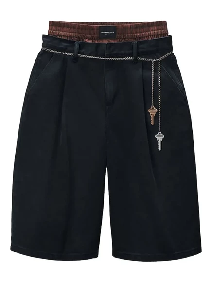 Плиссированные шорты Alexander Wang, украшенные цепочками black
