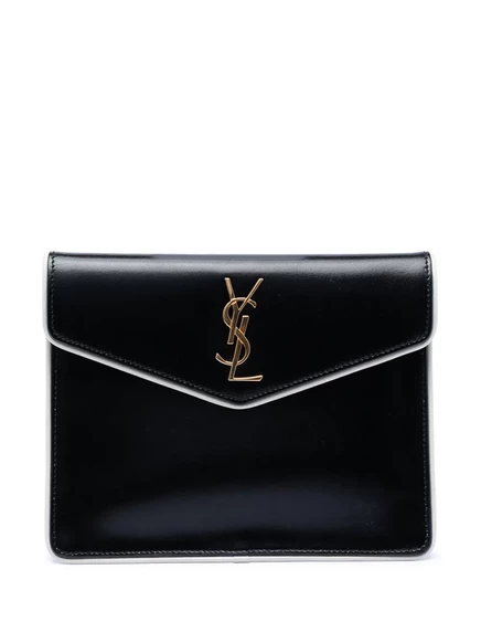 Женский клатч Saint Laurent Uptown Pouch из гладкой кожи, черный