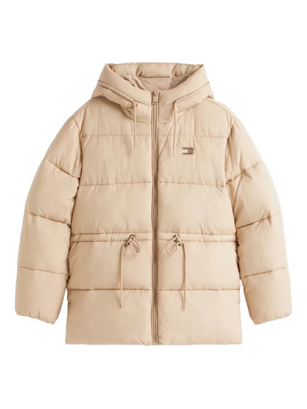 Женская пуховая куртка Tommy Jeans с капюшоном, нейтрального цвета
