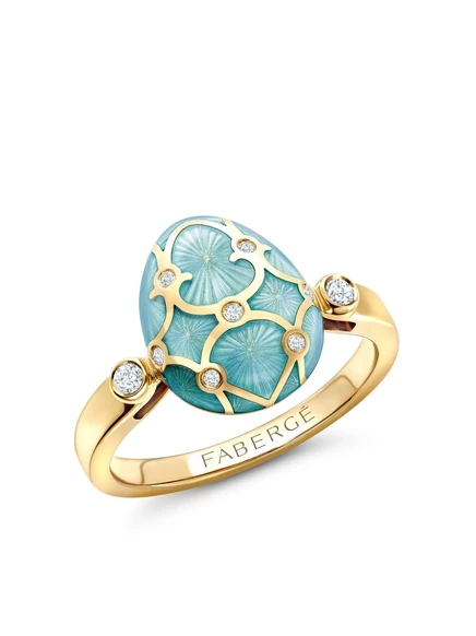 Кольцо с бриллиантами Heritage Egg из желтого золота 18 карат от Фаберже blue