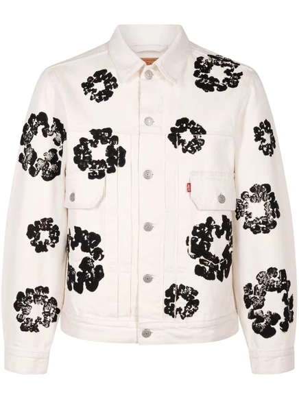 Джинсовая куртка Levi's Tears x с принтом в виде венка white