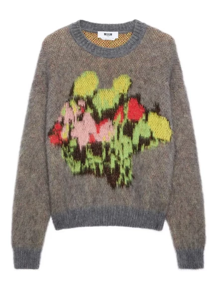 Свитер MSGM с цветочными деталями grey