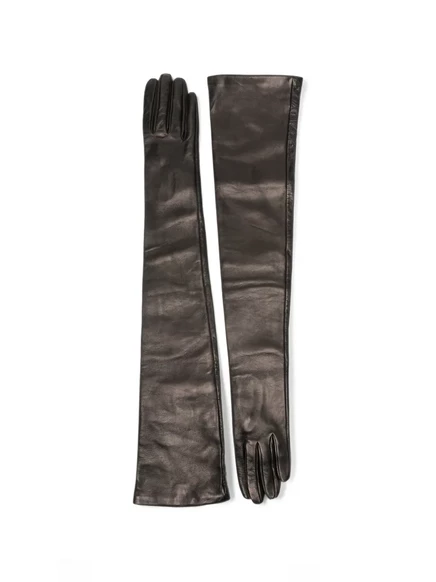 Женские длинные кожаные перчатки Toteme, черные