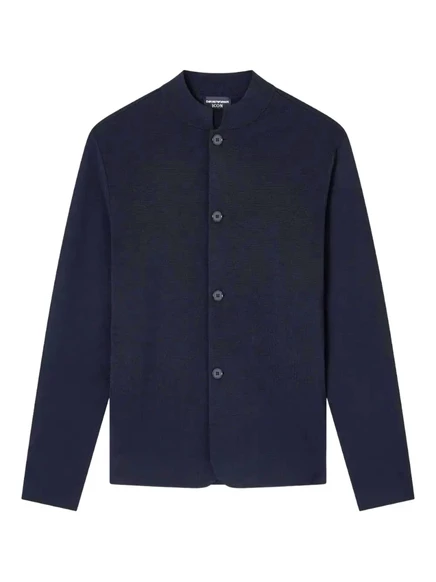 Вязаный кардиган с мандариновым воротником от Emporio Armani blue