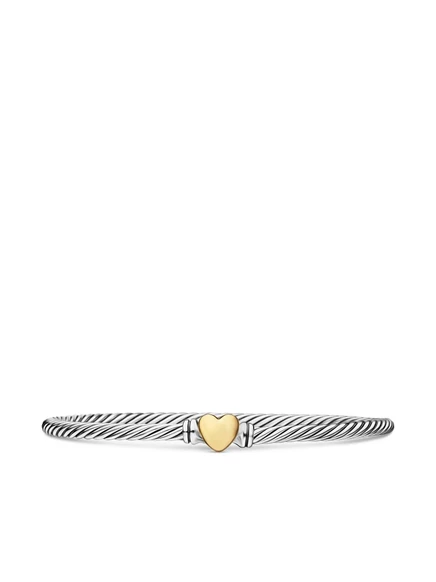 Женский браслет David Yurman Cable Heart 3 мм, серебро/золото