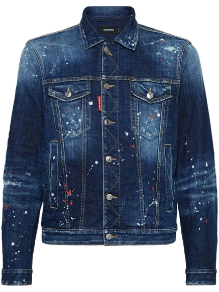 Мужская джинсовая куртка DSquared2 в крапинку, синяя