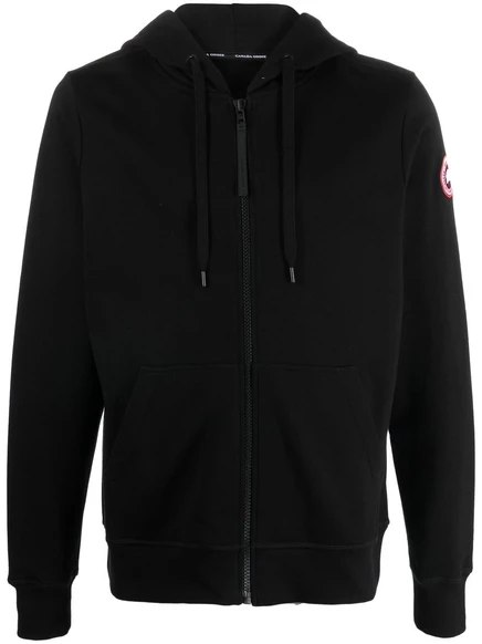 Толстовка с капюшоном из хлопка Canada Goose с логотипом и нашивкой black