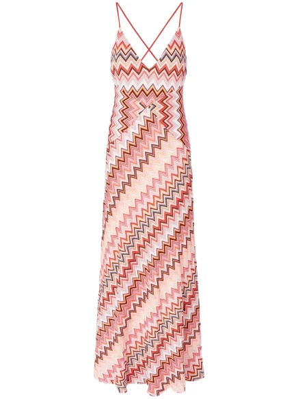 Женское макси-платье Missoni зигзаг, светло-бежевое