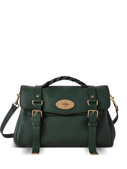 Женская сумка Mulberry Alexa с плетеной ручкой, темно-зеленая