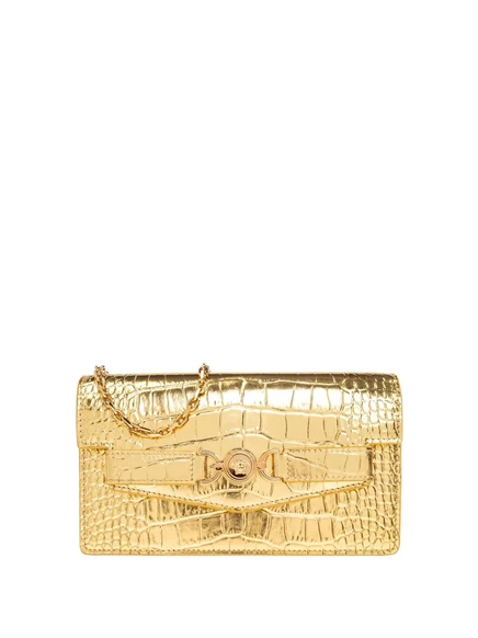 Женский клатч Versace Medusa '95 под крокодил, золотой