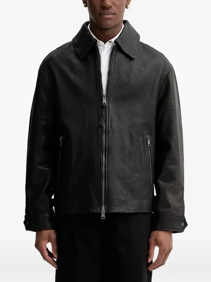Мужская кожаная куртка AllSaints Garrison, черная