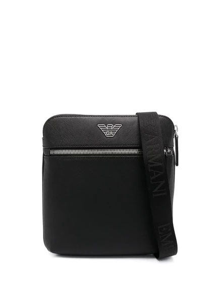 Мужская сумка-мессенджер emporio armani из экокожи, черная