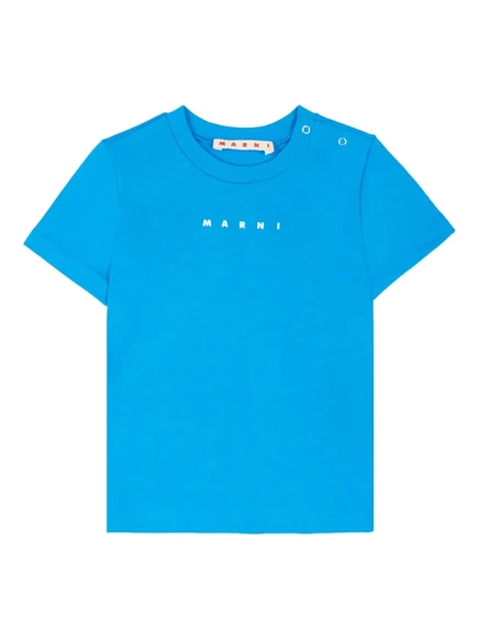 Детская футболка Marni Kids с логотипом, голубая