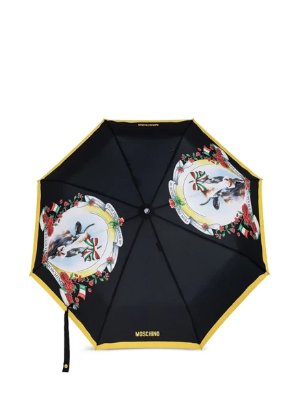 Унисекс зонт Moschino с цветочным принтом, черный/желтый