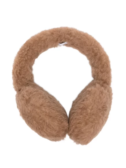 Женские меховые наушники Max Mara с логотипом, коричневые