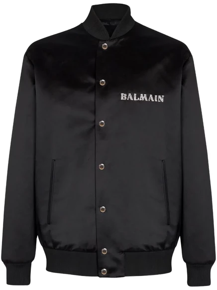 Мужская бомбер-куртка Balmain Galaxy с логотипом, черная