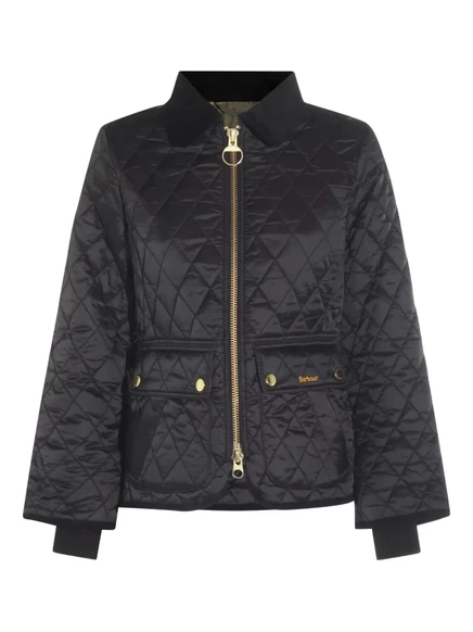 Женское стеганое пальто Barbour на молнии, черное