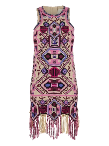 Женское платье isabel marant с вышивкой и бахромой, розовое