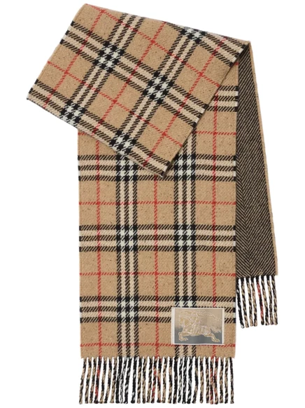 Шарф Burberry двусторонний из кашемира в клетку, песочный