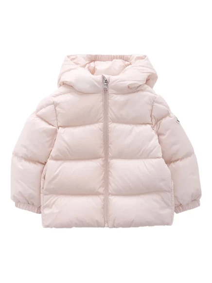 Детская стеганая куртка Moncler Enfant с капюшоном, розовая