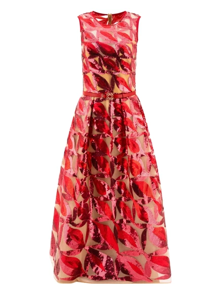 Платье Elie Saab, украшенное блестками в виде листьев red