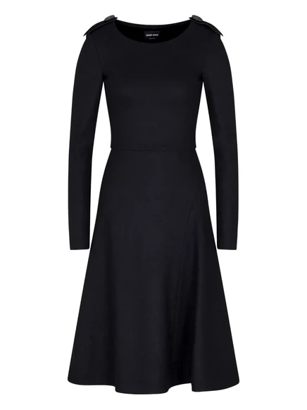 Женское платье Giorgio Armani миди из шерсти, черное