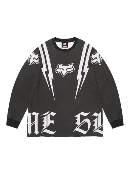 Мужской лонгслив Supreme x Fox Racing, черный