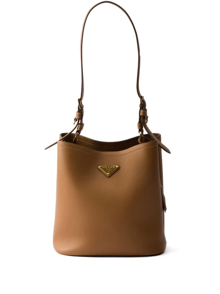 Кожаная сумка через плечо Prada среднего размера brown