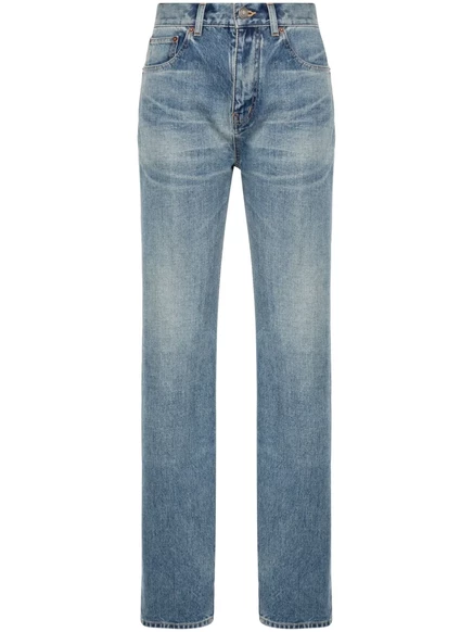 Женские джинсы Saint Laurent прямого кроя, синие