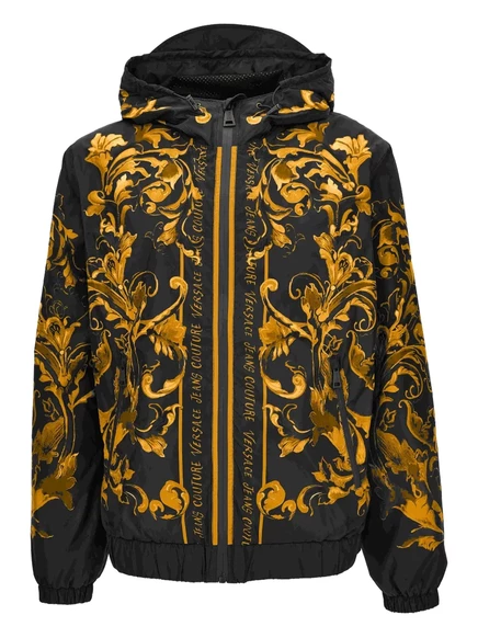 Куртка с капюшоном от Versace Jeans Couture с барочным принтом black