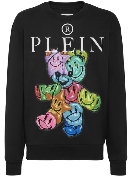 Хлопковая толстовка с принтом плюшевого мишки Philipp Plein  black