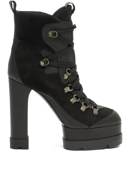 Ботинки на шнуровке Casadei на платформе 120 мм 9000 black