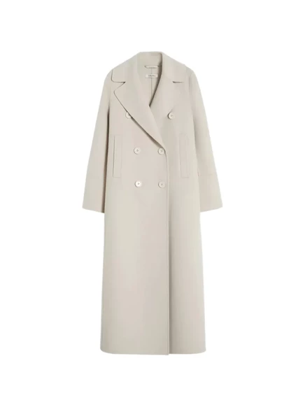 Женское двубортное длинное пальто S. Max Mara, бежевое