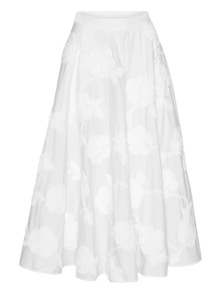 Юбка миди с цветочной вышивкой ROTATE BIRGER CHRISTENSEN white