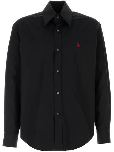 Рубашка с вышитым логотипом Alexander McQueen  black