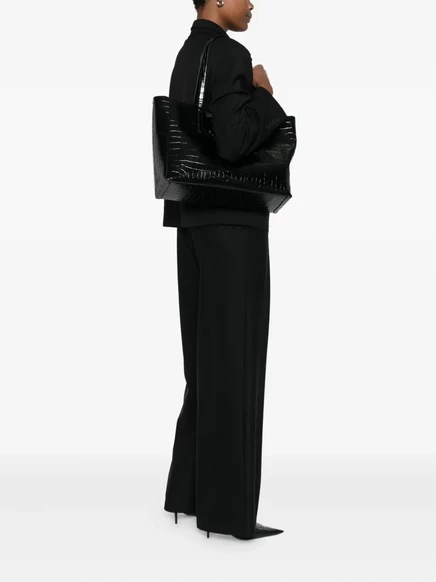Сумка-тоут Just Cavalli с тиснением под крокодила black
