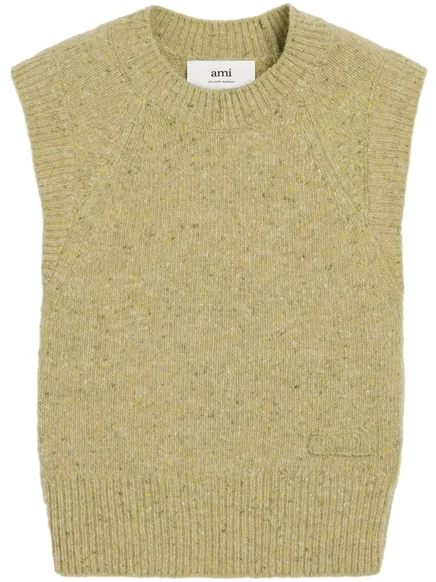 Жилет с вышитым логотипом AMI Paris green
