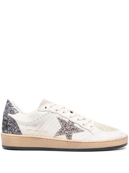 Сверкающие кожаные кроссовки Golden Goose Ball Star white
