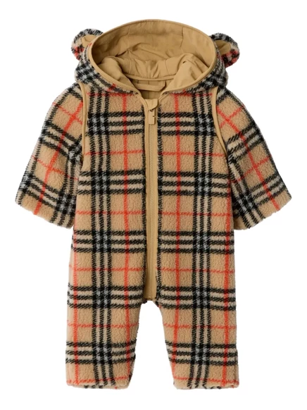 Детский комбинезон Burberry Kids на молнии с бежевой клеткой