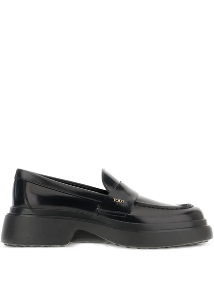 Кожаные мокасины Tod's на платформе black