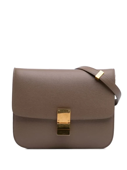 Классическая сумка Crossbody Box из телячьей кожи среднего размера, бывшая в употреблении у Celine в 2016 году brown