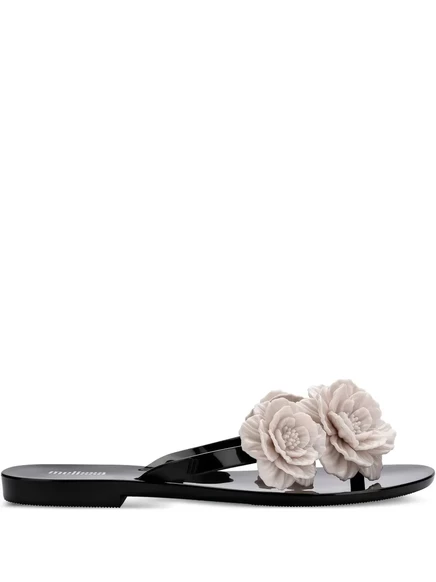 Весенние шлепанцы Melissa Harmonic, украшенные цветами black