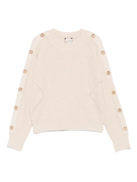 Детский джемпер TWINSET из рубчатого трикотажа на пуговицах neutrals