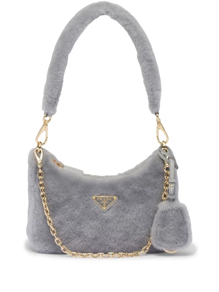 Мини-сумка из овечьей шерсти, переизданная Prada grey