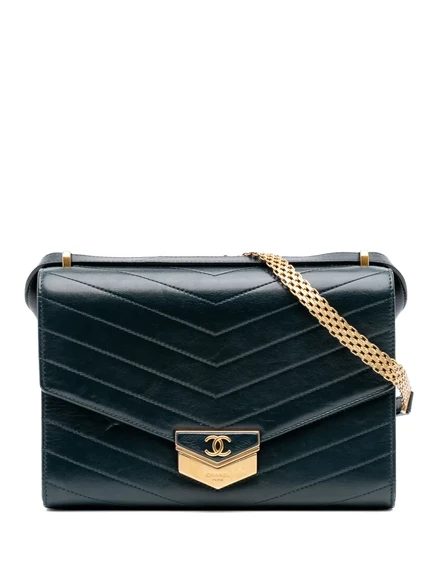 Женская сумка CHANEL Pre-Owned Chevron Flap, зеленая
